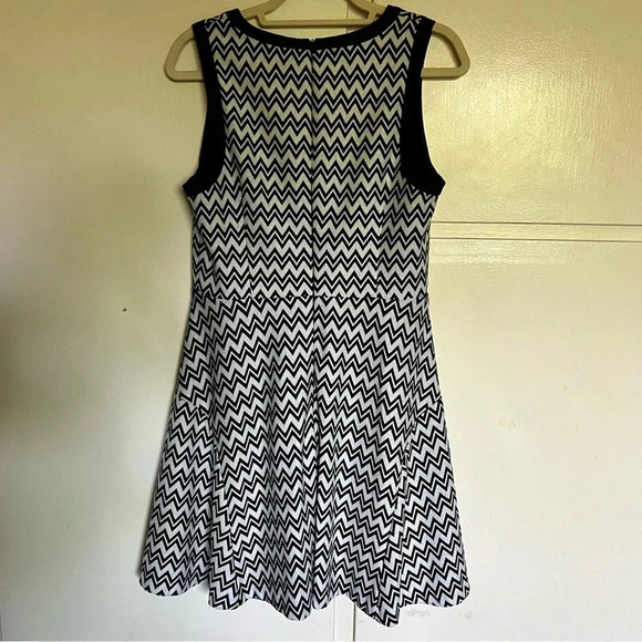 Trina Turk Sheila Chevron Print Sleeveless‎ Dress Black White Size Large - Picture 5 of 9